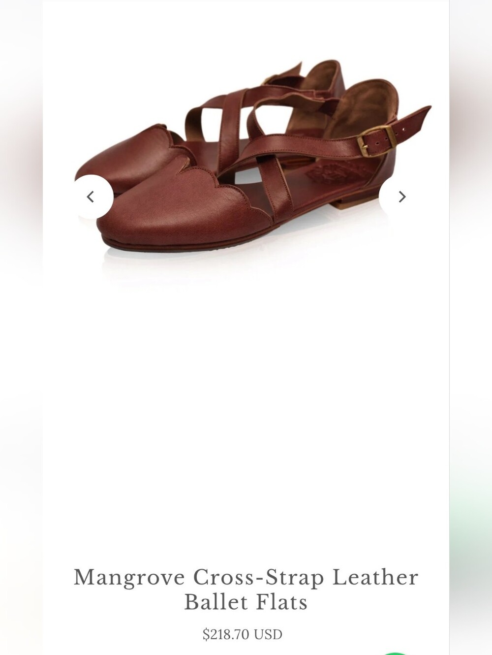 ELF Mangrove Maroon Leather Cross Strap Leather Ballet Flats Size US 7